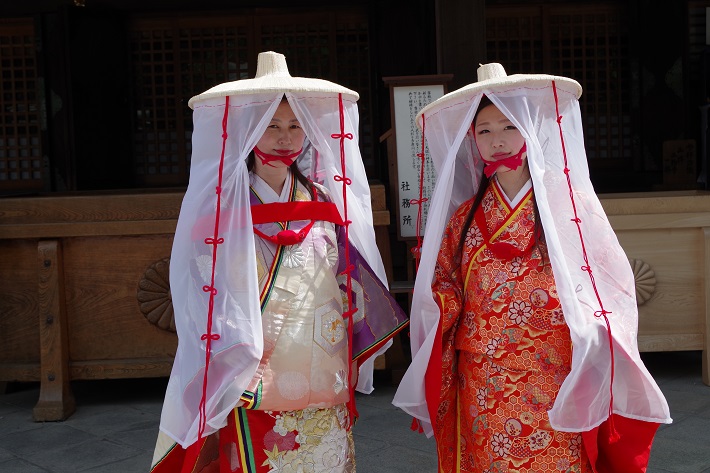 鎌倉時代のお姫様の旅装束(壷衣装)
